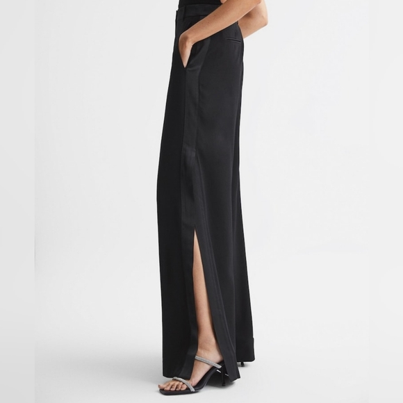 Reiss Sienna Extreme Split Wide Leg Trousers in Black Size 8 Petite - Picture 2 of 11